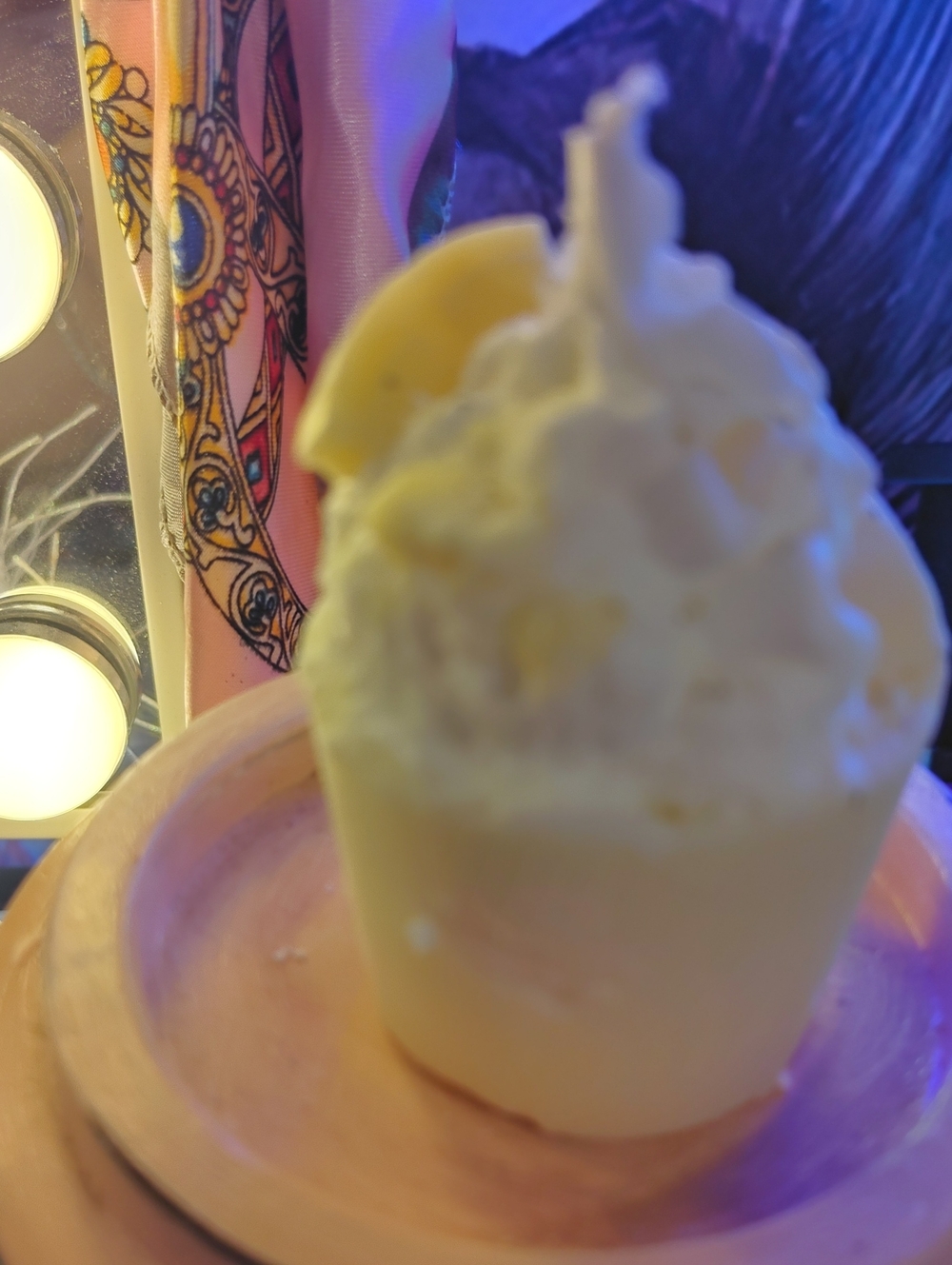 Handcrafted Cream & White Whipped Lemon Soy Votive Candle 2.5 Oz